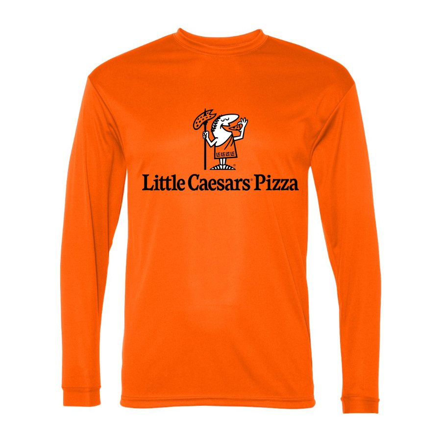 Men's Little Caesars Polyester Long Sleeve T-Shirt - Safety Orange