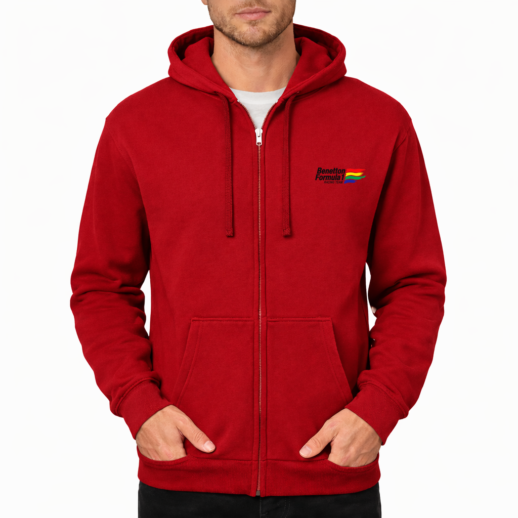Men's Benetton Formula 1 Racing Team Zipper Hoodie - Red