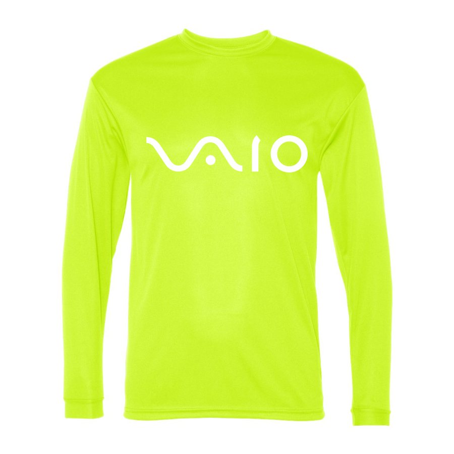 Men's Sony VAIO White Logo Polyester Long Sleeve T-Shirt - Safety Yellow