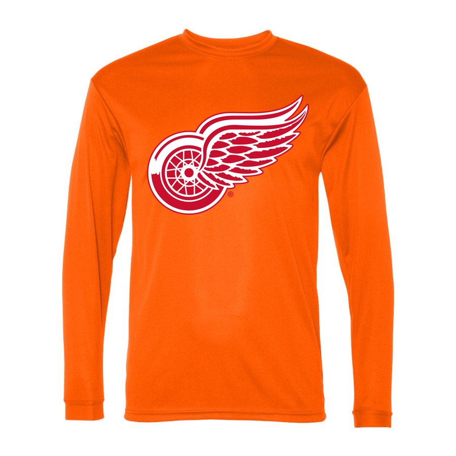 Men's Detroit Red Wings Polyester Long Sleeve T-Shirt - Safety Orange