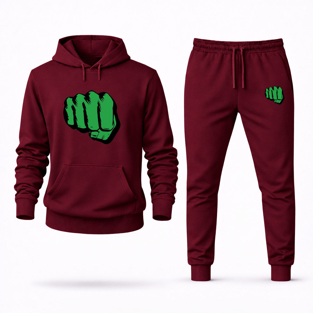 Hulk Punch Hoodie and Joggers Set - Burgundy