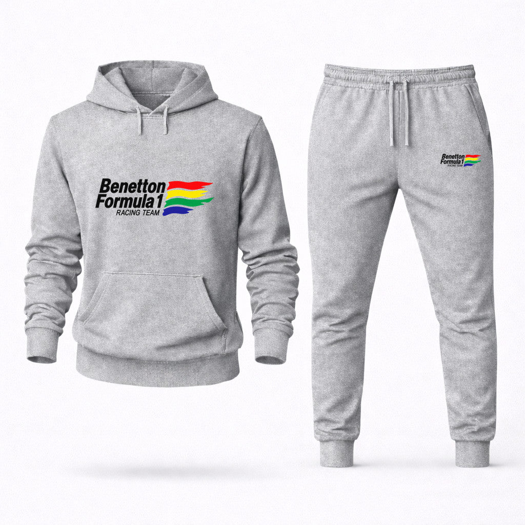 Benetton Formula 1 Racing Team Hoodie and Joggers Set - Grey