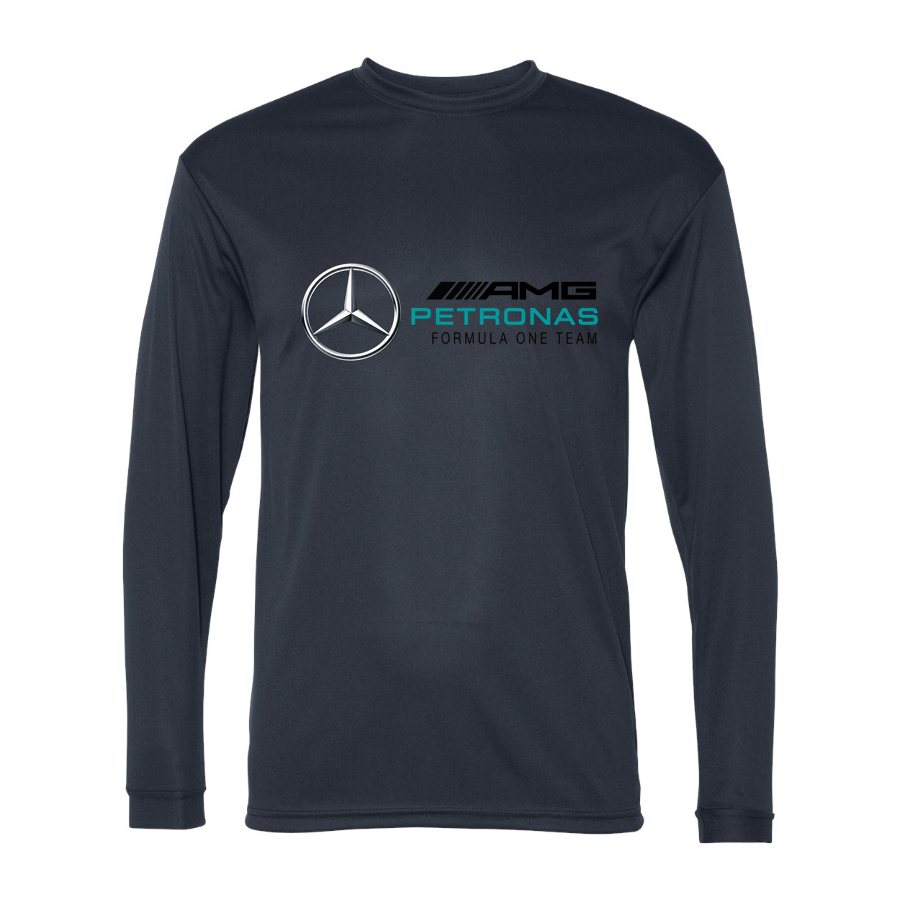 Men's Mercedes AMG Petronas Formula One Team Polyester Long Sleeve T-Shirt - Navy