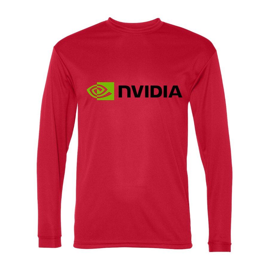 Men's NVIDIA Polyester Long Sleeve T-Shirt - Red