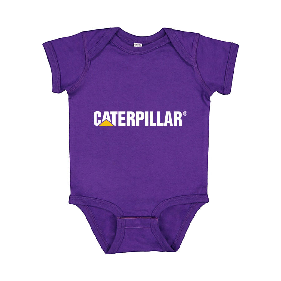 Caterpillar White Logo Baby Romper Onesie - Purple