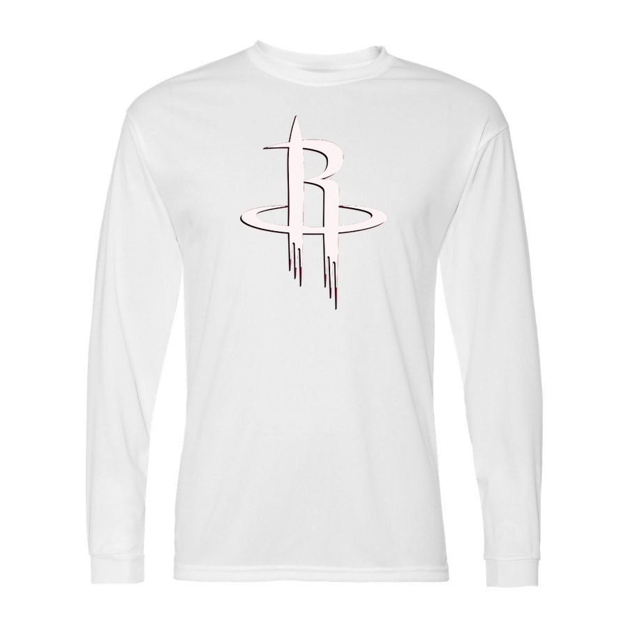Men's Houston Rockets Army Green Logo Polyester Long Sleeve T-Shirt - White