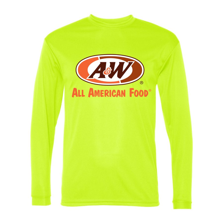Men's A&W Polyester Long Sleeve T-Shirt - Safety Yellow