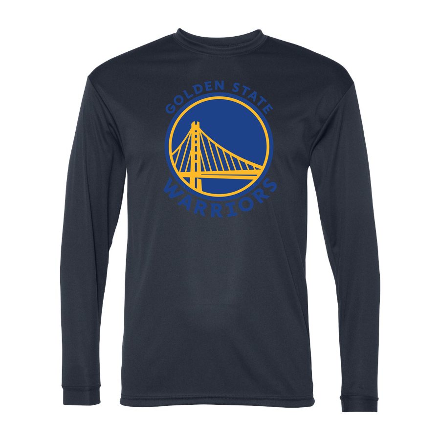 Men's Golden State Warriors Blue Logo Polyester Long Sleeve T-Shirt - Navy