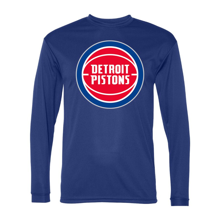 Men's Detroit Pistons Polyester Long Sleeve T-Shirt - Royal Blue