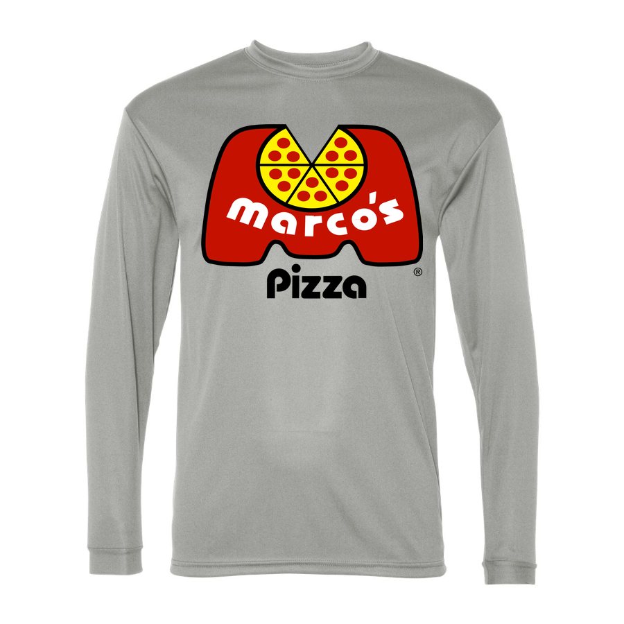 Men's Marcos Pizza Polyester Long Sleeve T-Shirt - Silver