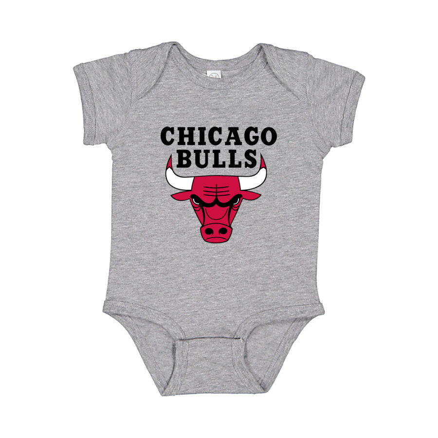 Chicago Bulls Black Logo Baby Romper Onesie - Gray