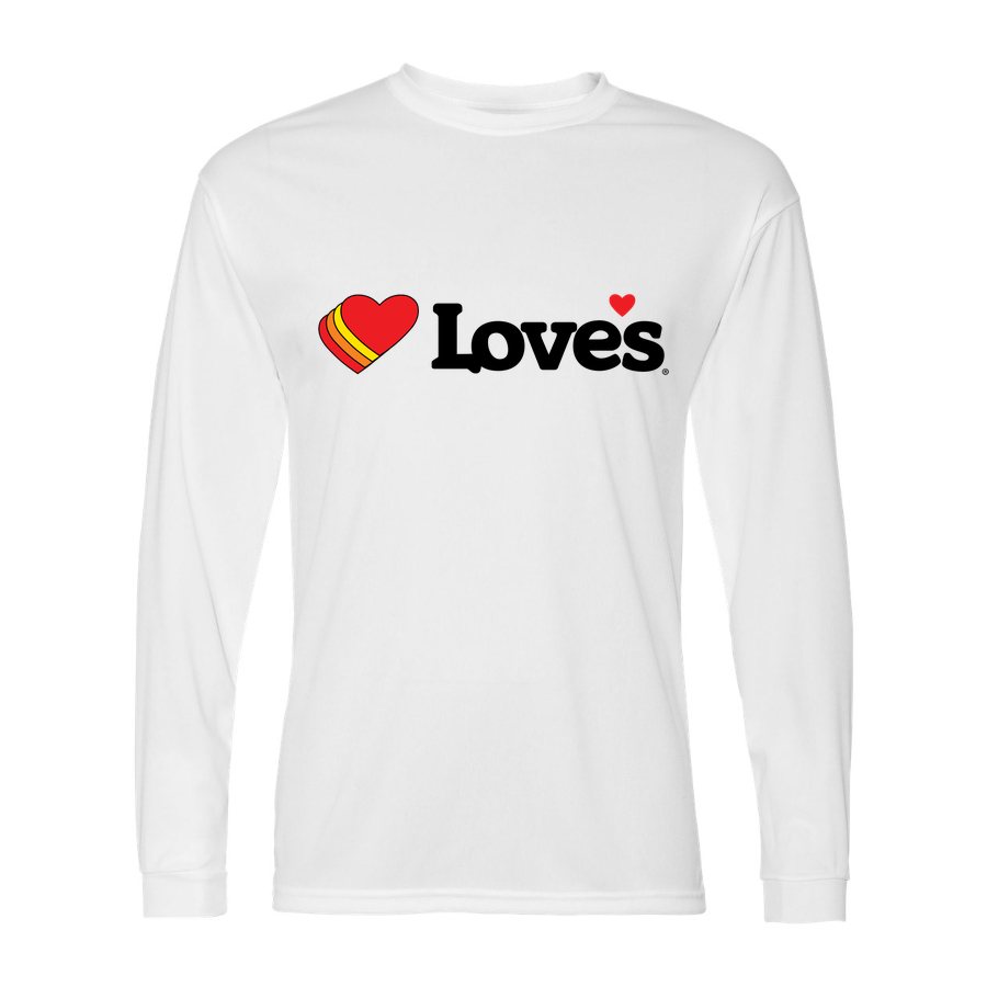 Men's Loves Travel Stops Polyester Long Sleeve T-Shirt - White