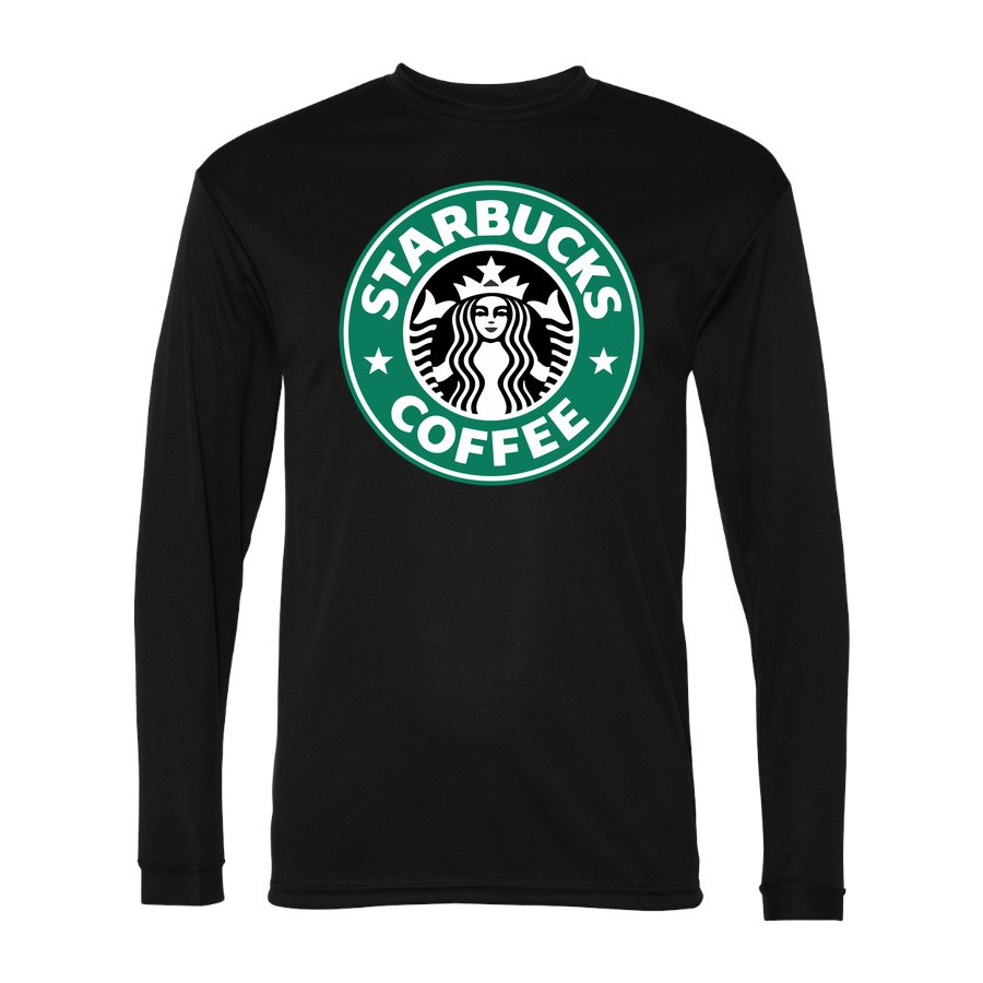Men's Starbucks Polyester Long Sleeve T-Shirt - Black