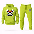 Straw Hat Luffy Hoodie and Joggers Set - Lime Green