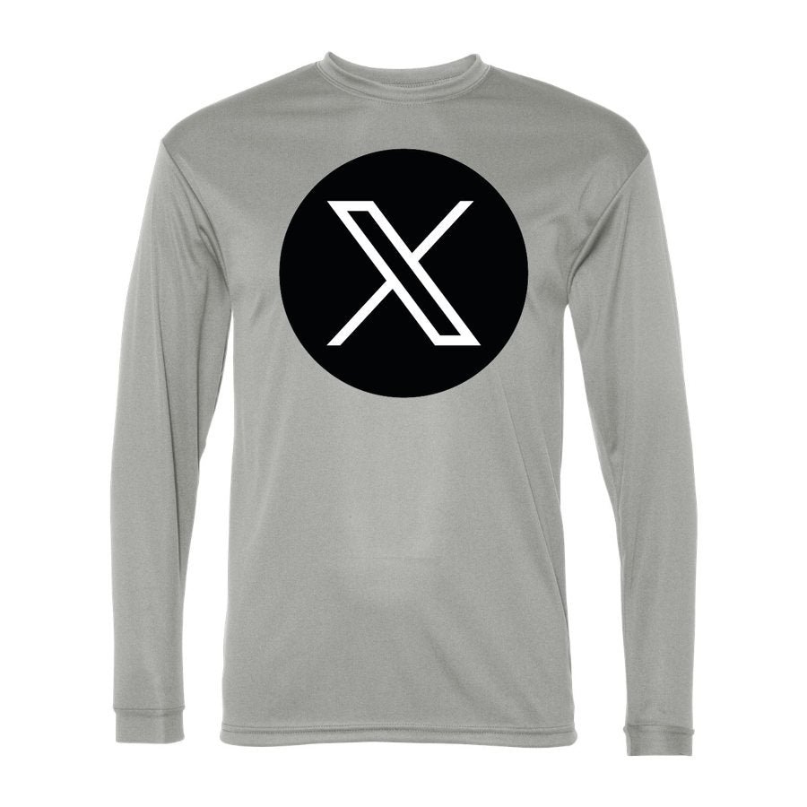 Men's Twitter X Polyester Long Sleeve T-Shirt - Silver