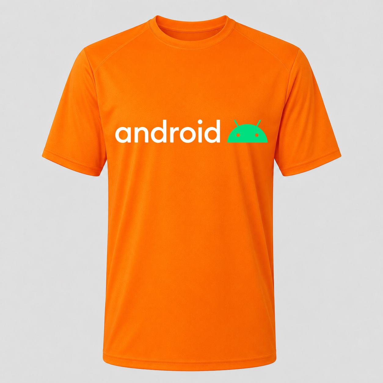 Men's Android White Performance T-Shirt - Orange