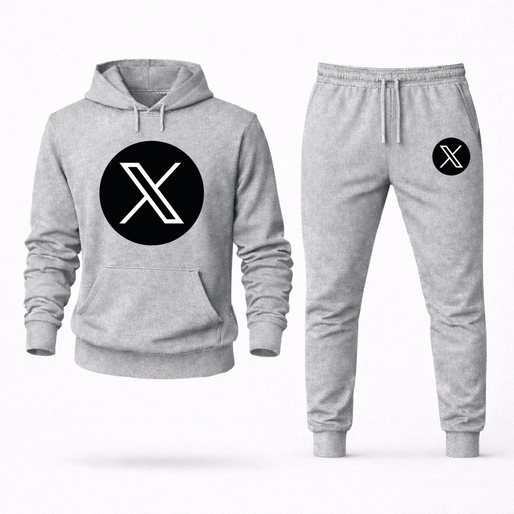 Twitter X Hoodie and Joggers Set - Grey