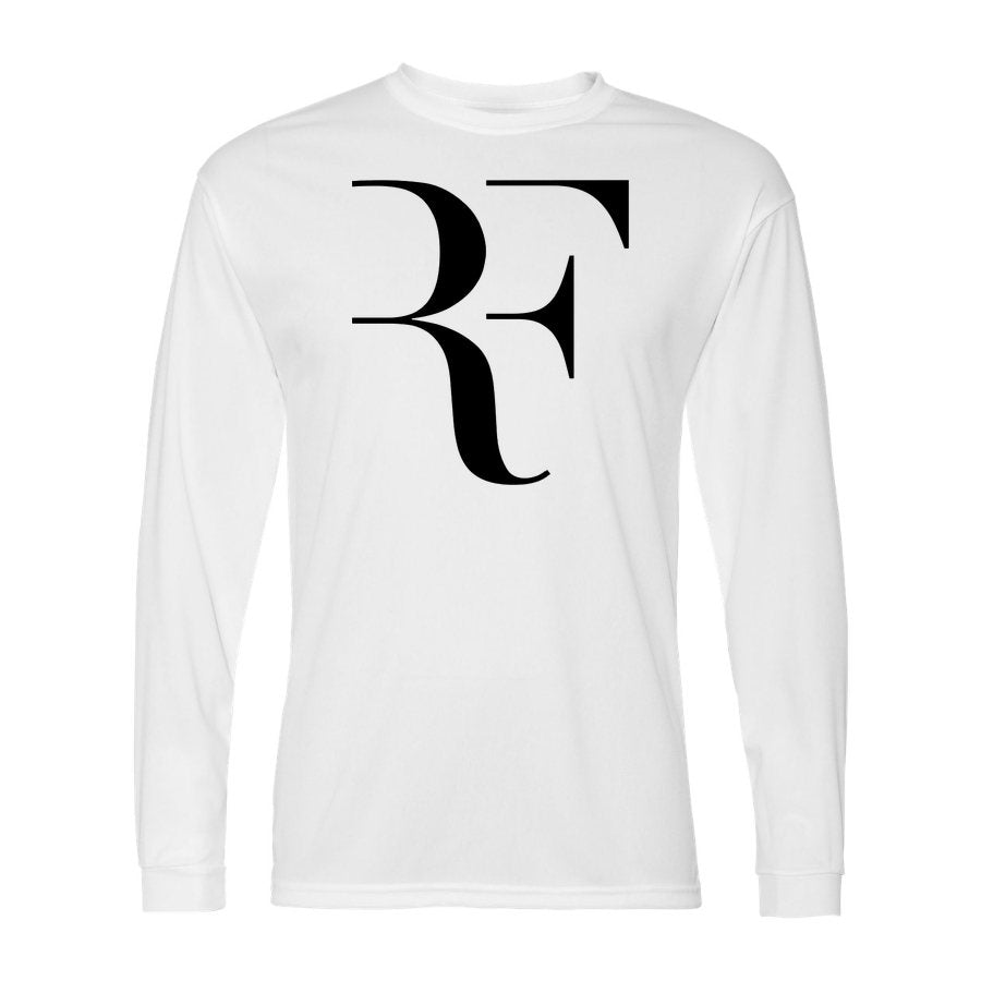 Men's Roger-Federer-logo-black Polyester Long Sleeve T-Shirt - White