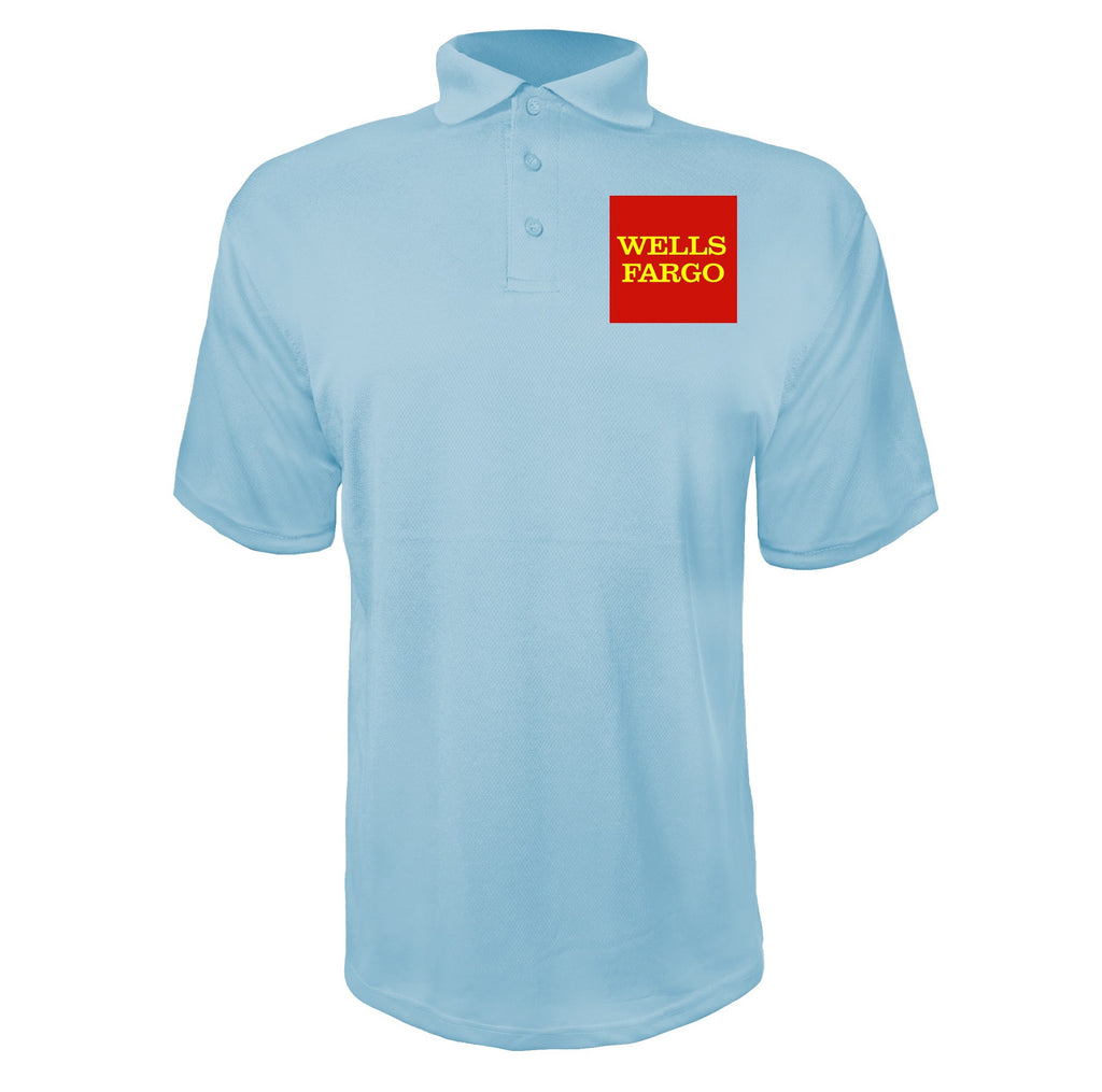 Wells Fargo men's polyester polo in Sky Blue