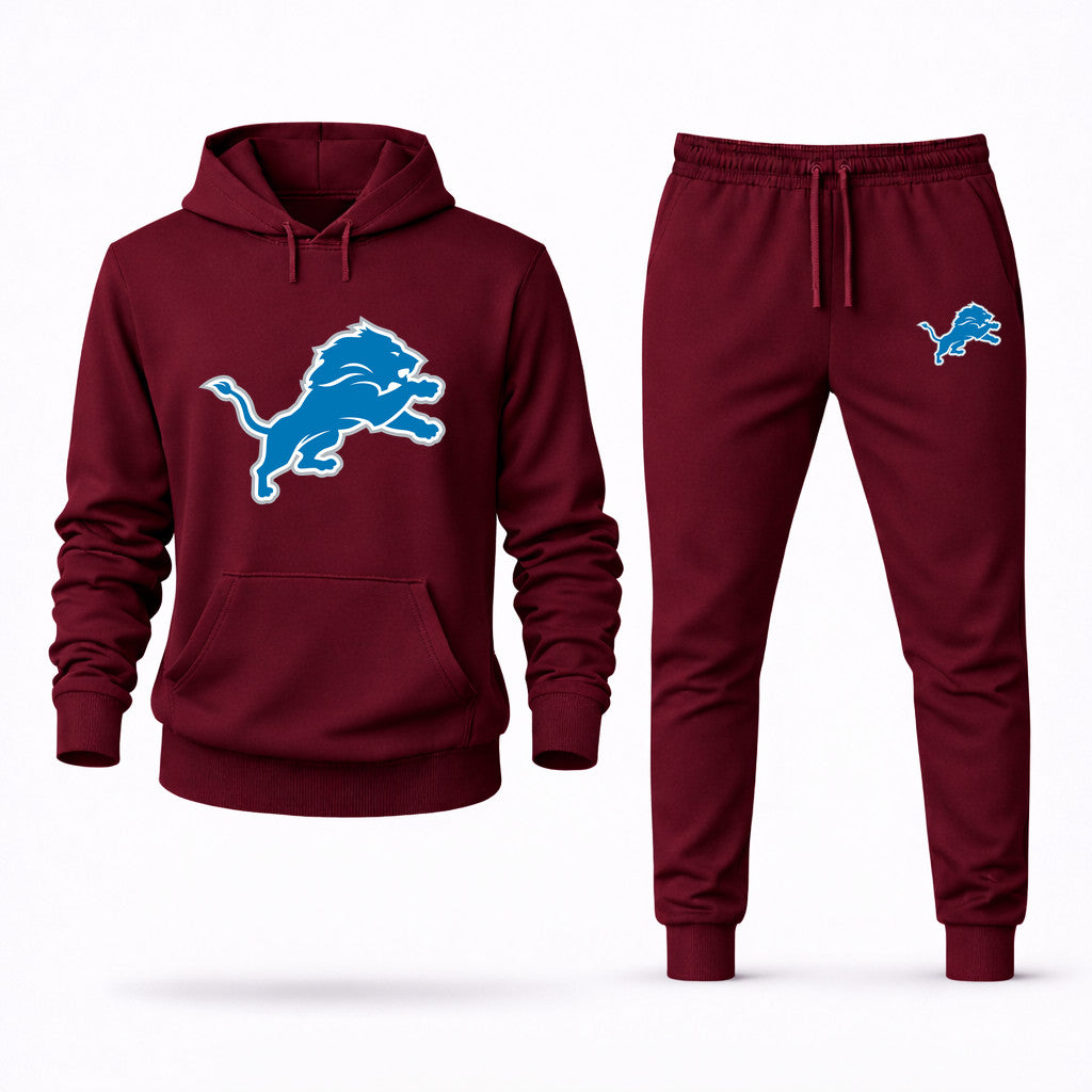 Detroit Lions Hoodie and Joggers Set - Burgundy