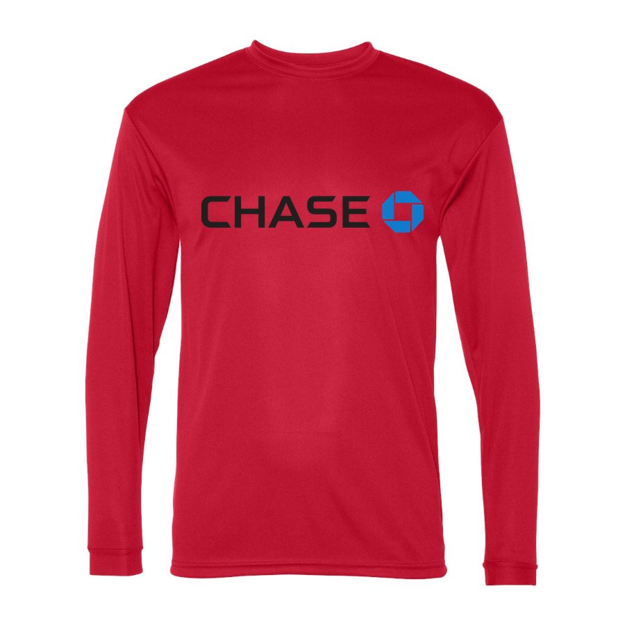 Men's Chase Black Logo Polyester Long Sleeve T-Shirt - Red