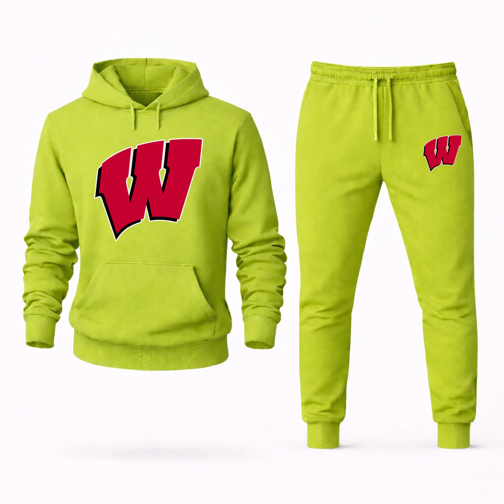 Wisconsin Badgers Hoodie and Joggers Set - Lime Green