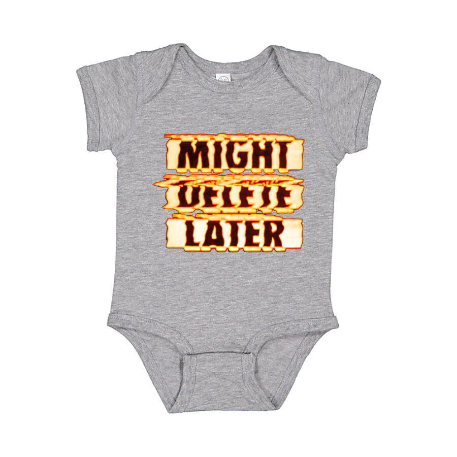 Might Delete Later Baby Romper Onesie - Gray