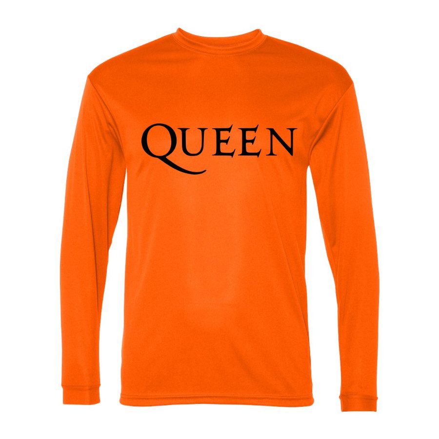 Men's Queen Polyester Long Sleeve T-Shirt - Safety Orange