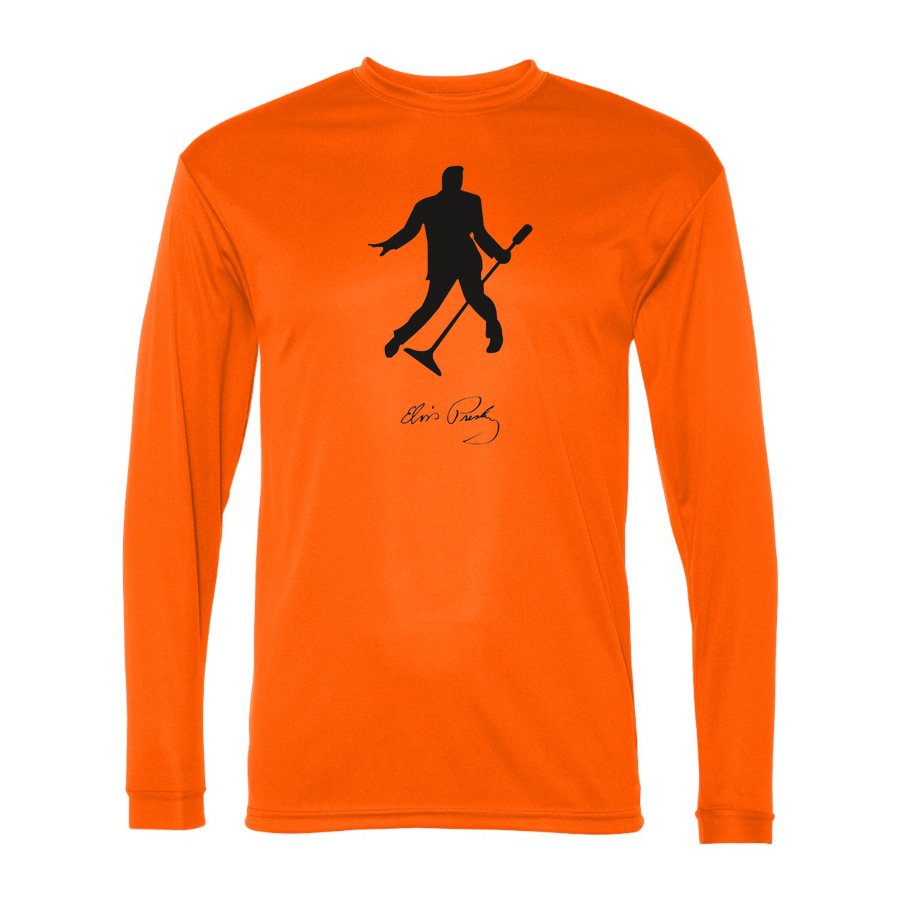 Men's Elvis Presley Polyester Long Sleeve T-Shirt - Safety Orange