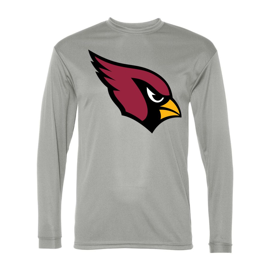 Men's Arizona Cardinals Polyester Long Sleeve T-Shirt - Silver