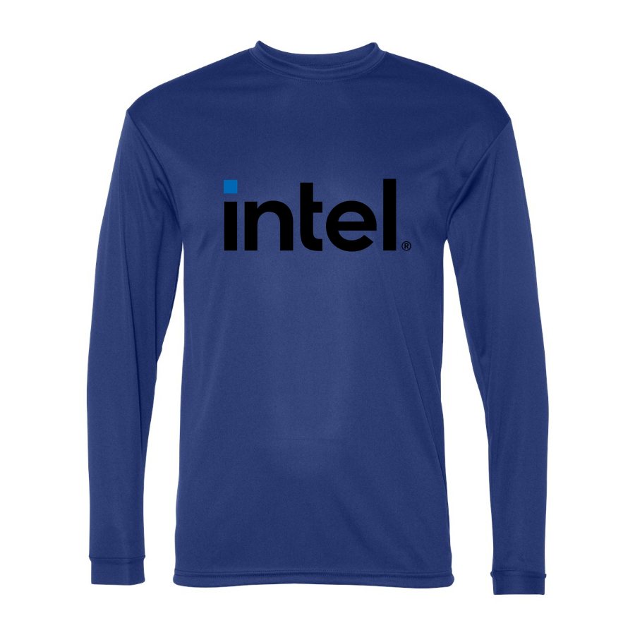 Men's Intel Polyester Long Sleeve T-Shirt - Royal Blue