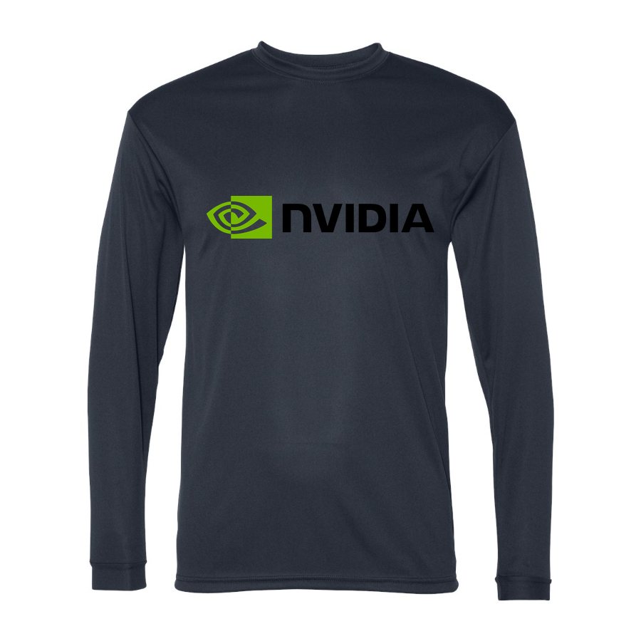 Men's NVIDIA Polyester Long Sleeve T-Shirt - Navy