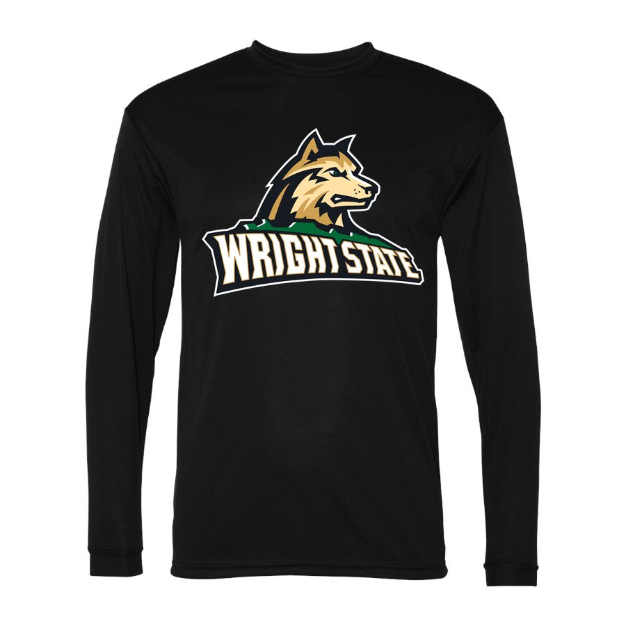 Men's Wright State Raiders Polyester Long Sleeve T-Shirt - Black