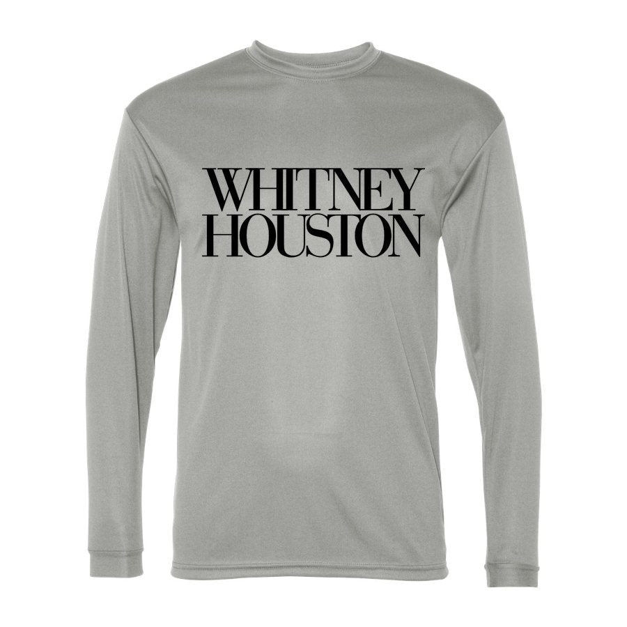 Men's Whitney Houston Polyester Long Sleeve T-Shirt - Silver
