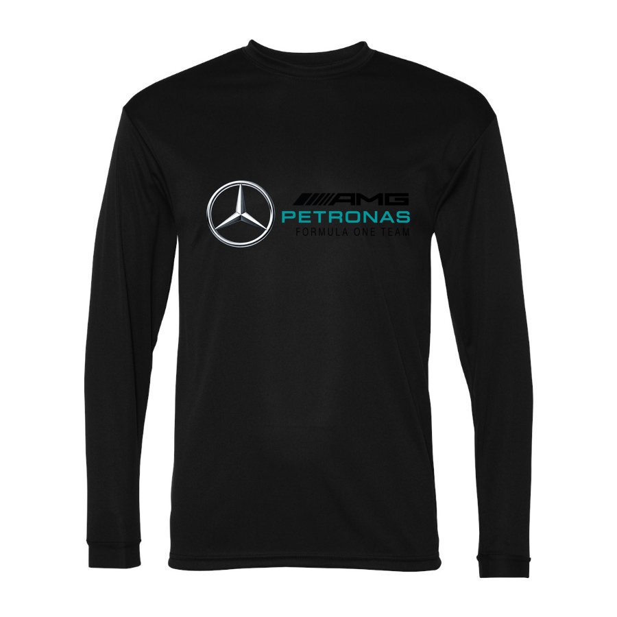 Men's Mercedes AMG Petronas Formula One Team Polyester Long Sleeve T-Shirt - Black