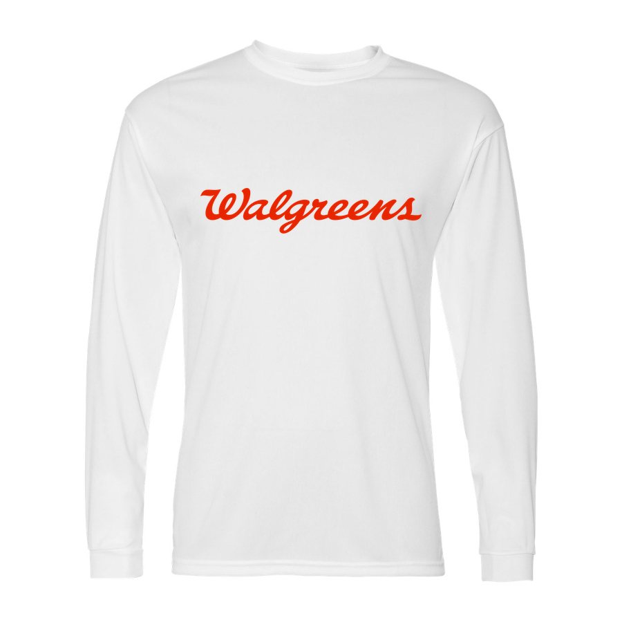 Men's Walgreens Polyester Long Sleeve T-Shirt - White