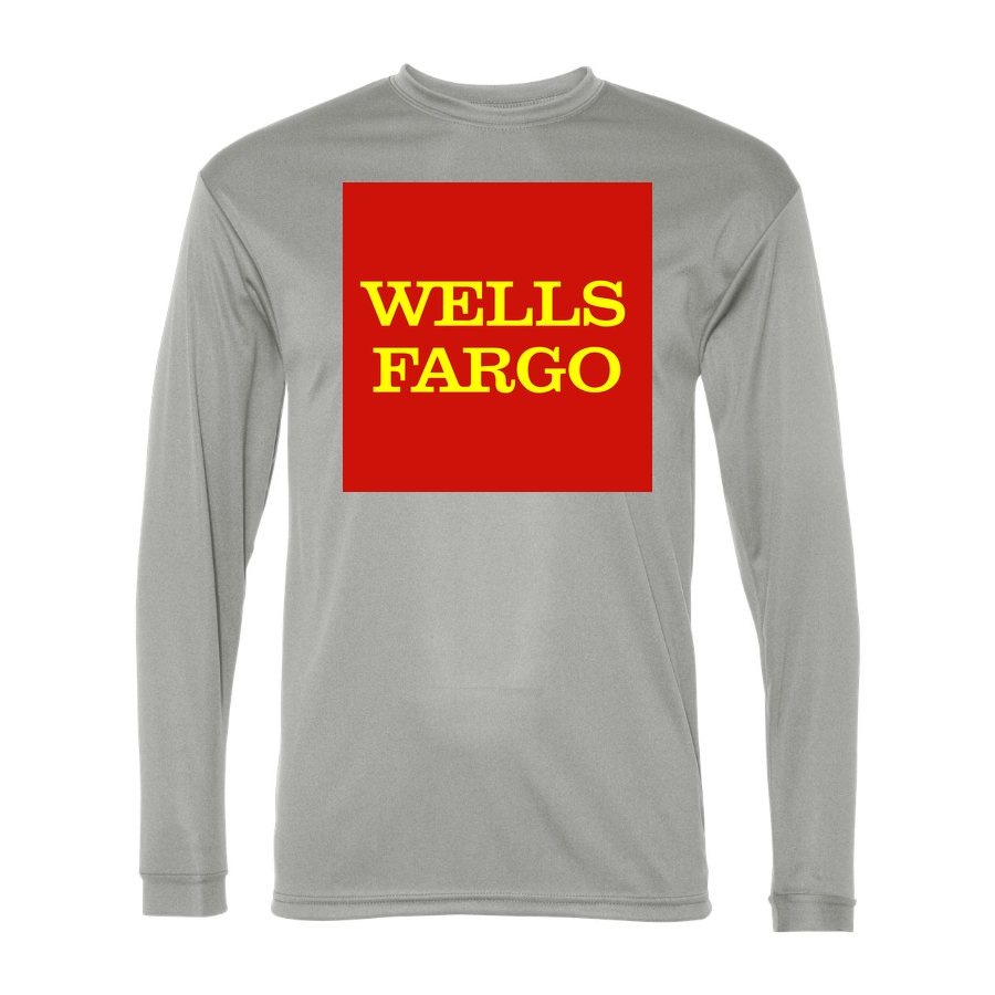 Men's wells fargo Polyester Long Sleeve T-Shirt - Silver