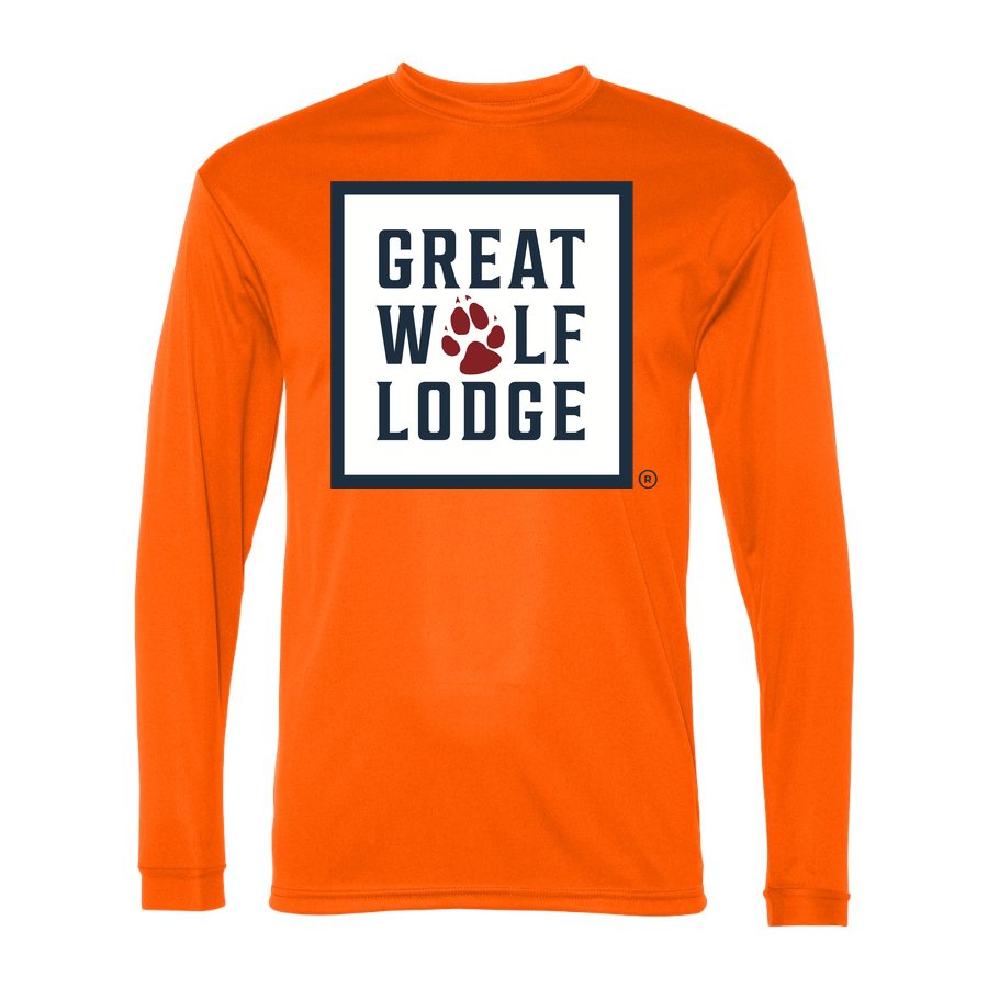 Men's Great Wolf Lodge Polyester Long Sleeve T-Shirt - Safety Orange