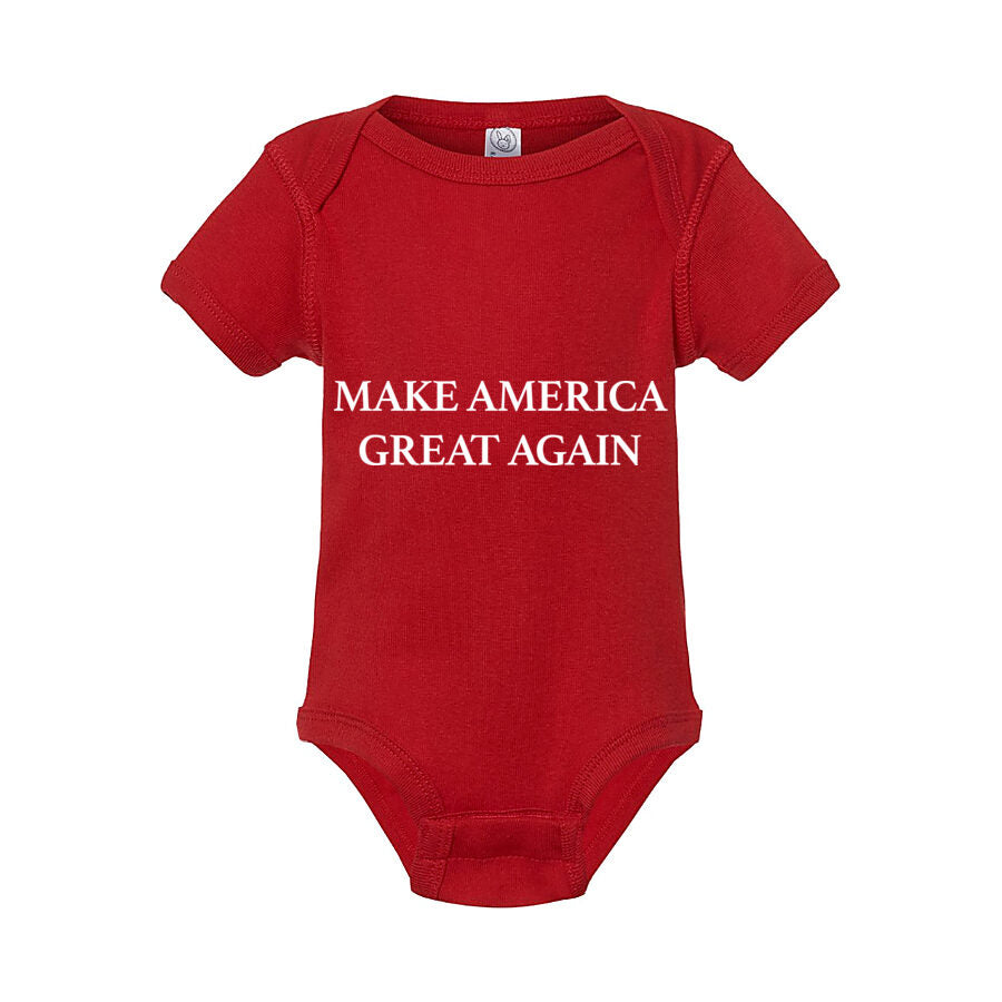 Make America Great Again White Logo Baby Romper Onesie - Red