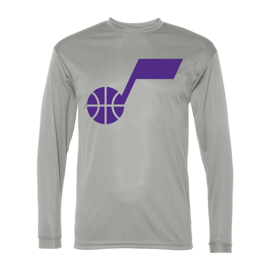 Men's Utah Jazz Polyester Long Sleeve T-Shirt - Silver