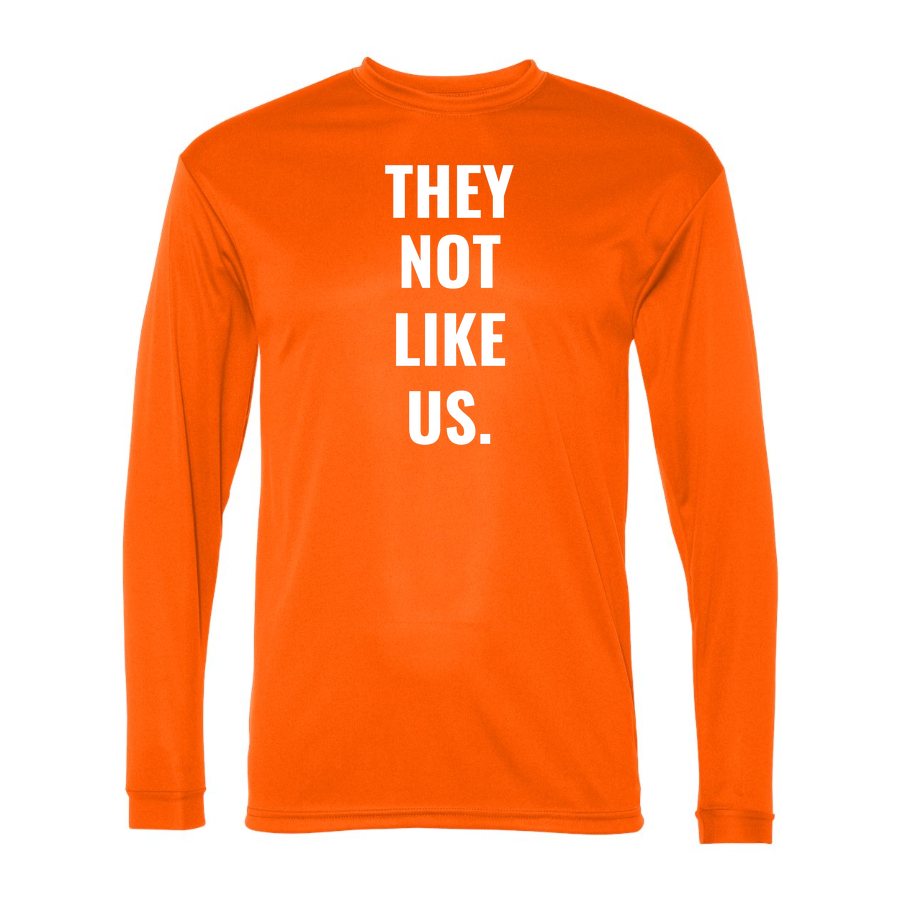 Men's They Not Like Us Polyester Long Sleeve T-Shirt - Safety Orange