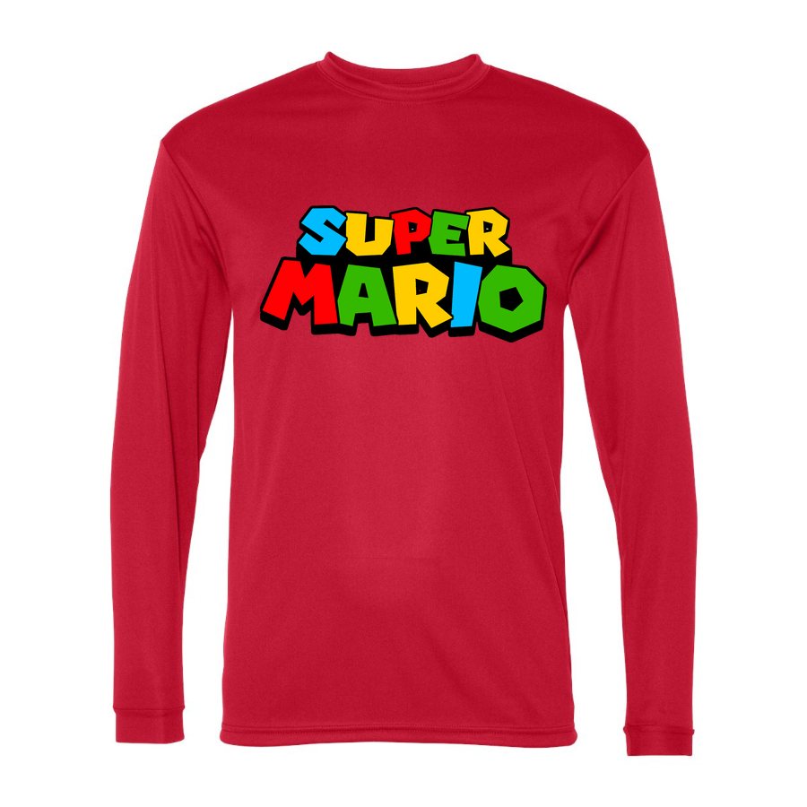 Men's Super Mario Polyester Long Sleeve T-Shirt - Red
