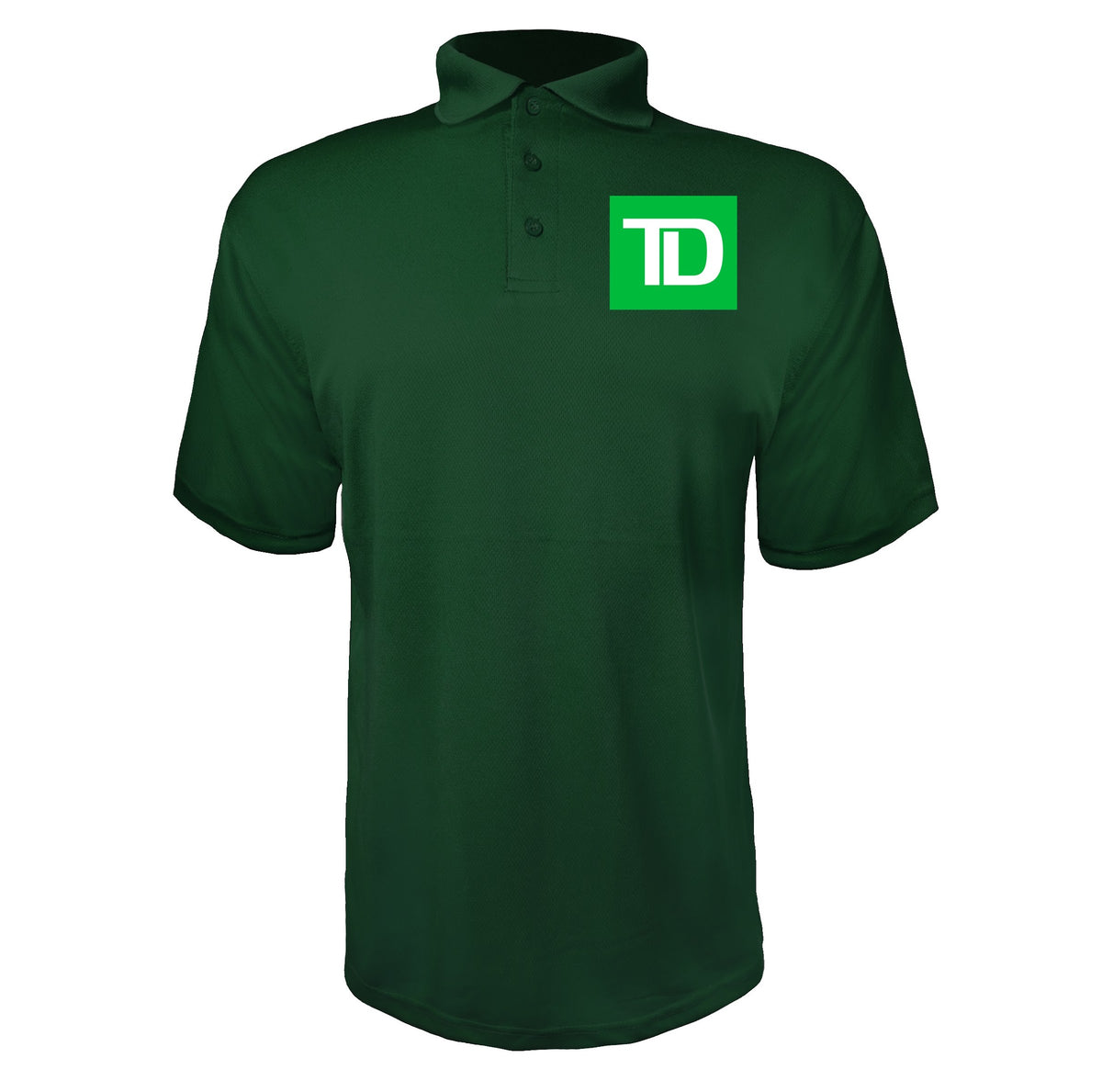 TD Bank men's polyester polo in Green