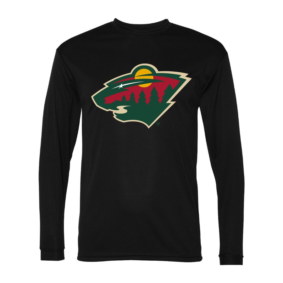 Men's Minnesota Wild Polyester Long Sleeve T-Shirt - Black