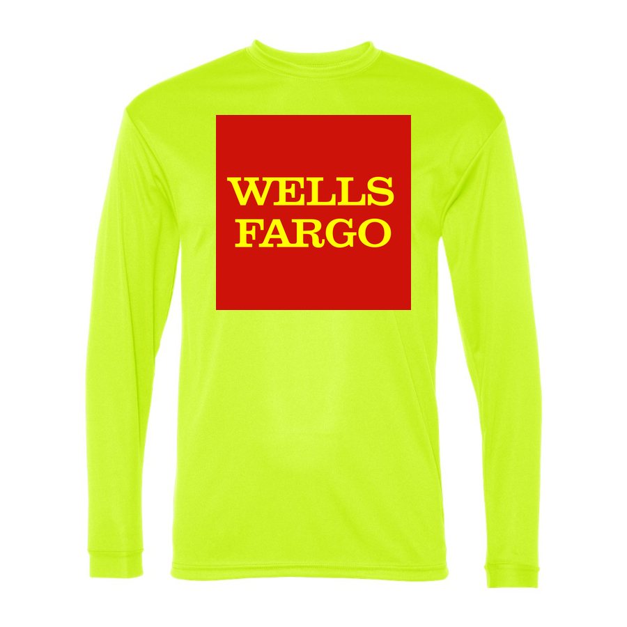 Men's wells fargo Polyester Long Sleeve T-Shirt - Safety Yellow