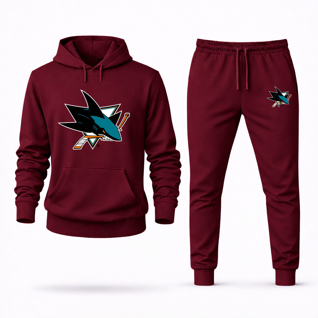 San Jose Sharks Hoodie and Joggers Set - Burgundy