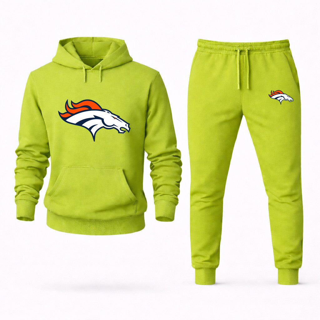 Denver Broncos Hoodie and Joggers Set - Lime Green
