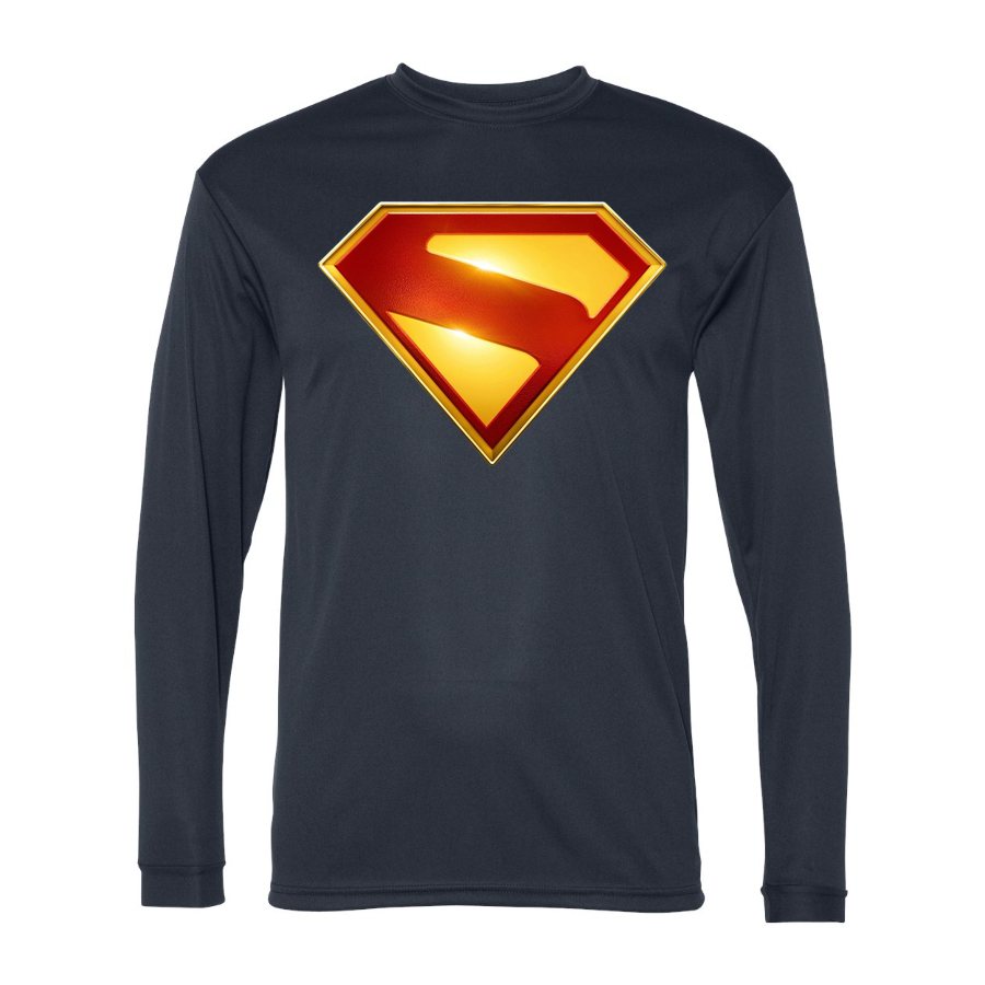 Men's Superman 2025 Polyester Long Sleeve T-Shirt - Navy