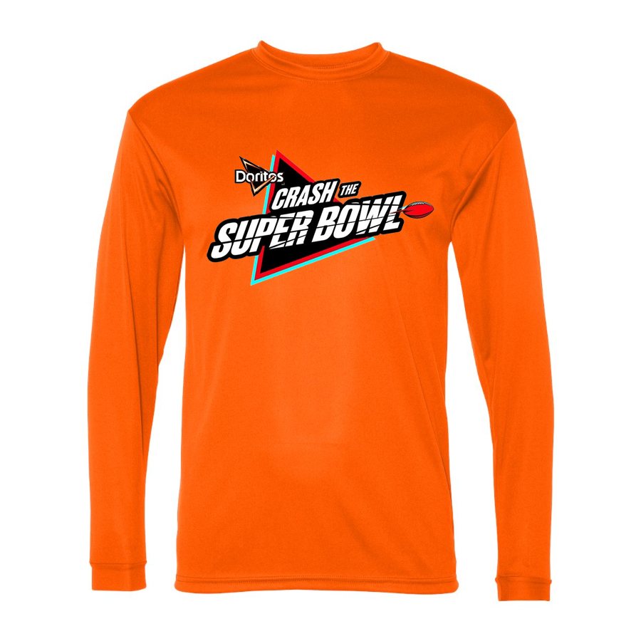 Men's Crash the Super Bowl Polyester Long Sleeve T-Shirt - Safety Orange
