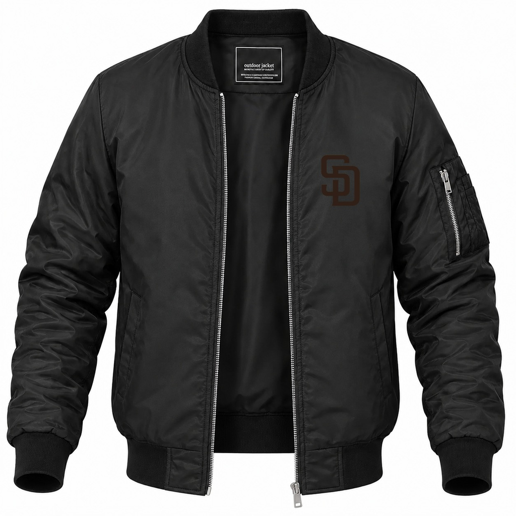 Men's San Diego Padres Lightweight Bomber Jacket - Black